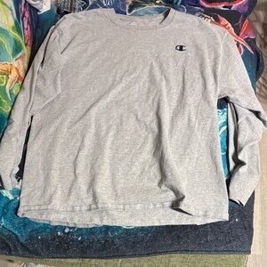 Champion Men's Light Gray Long Sleeve Tee